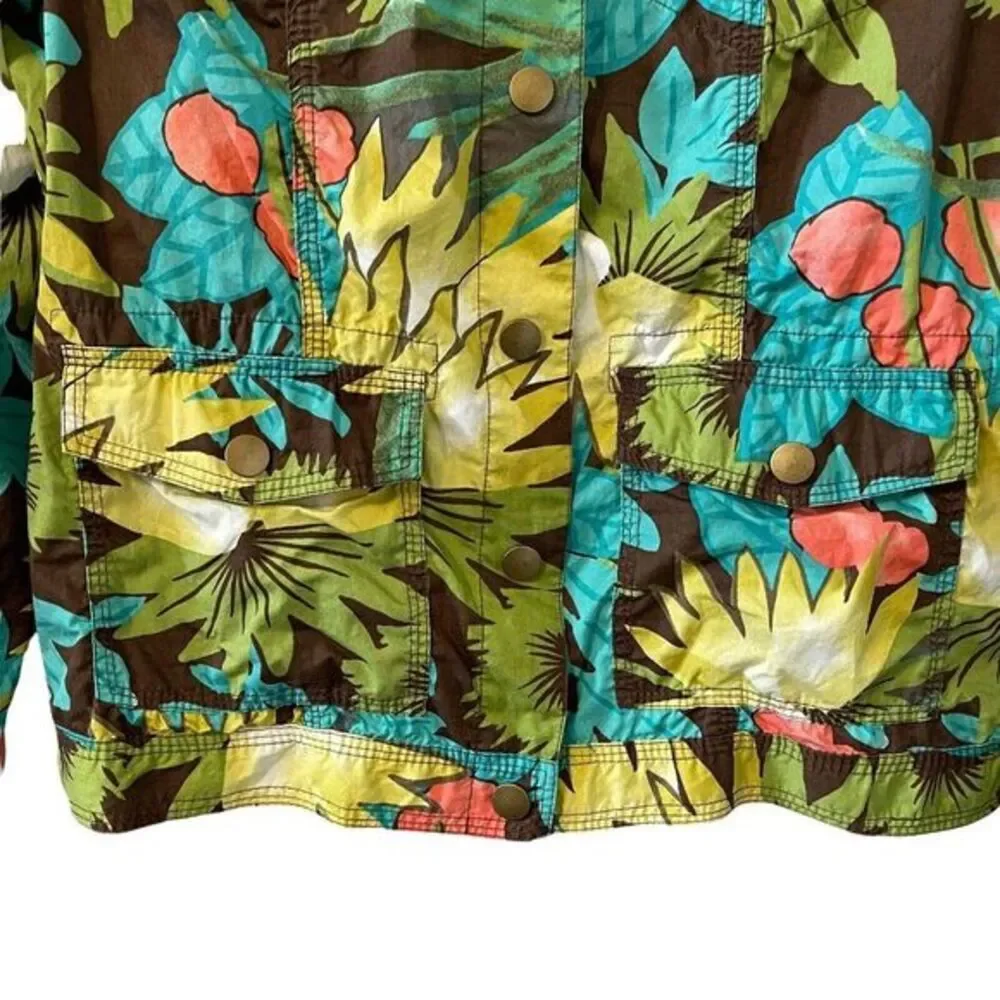 Chicos Tropical Floral Print Denim Jacket Women Size 0 Chicos - XS  Button Front